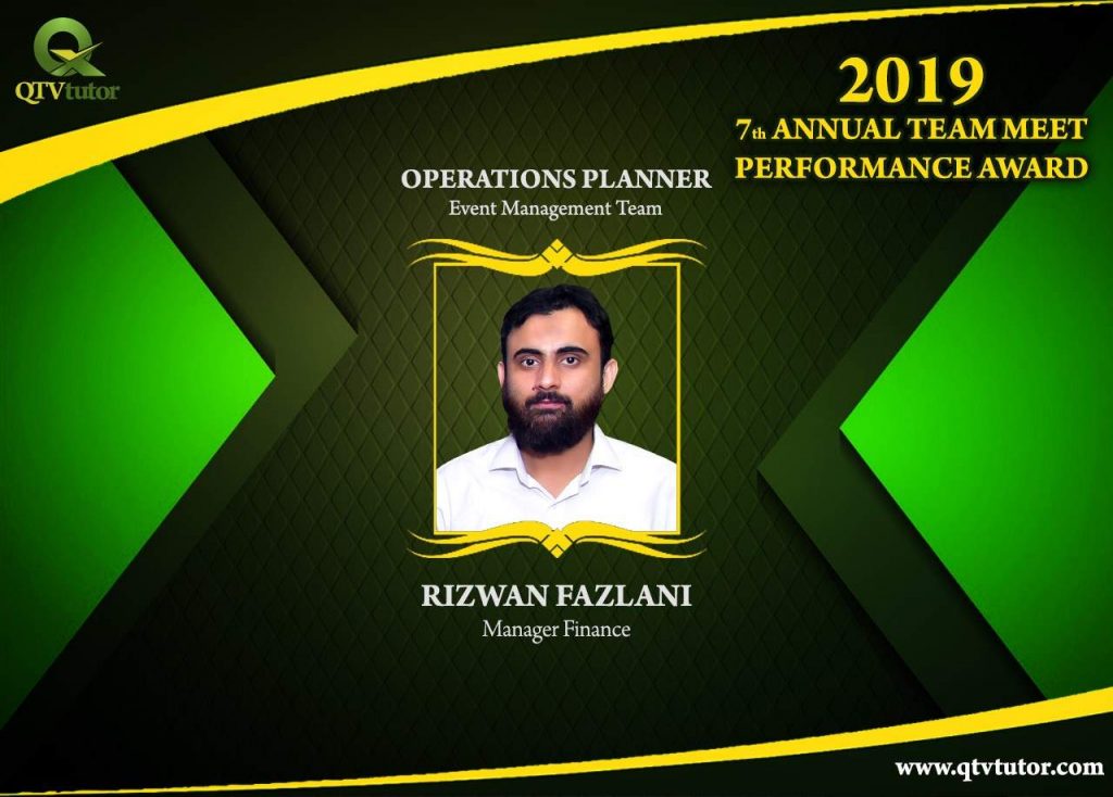 Rizwan Fazlani Annaul Performance Award 2019